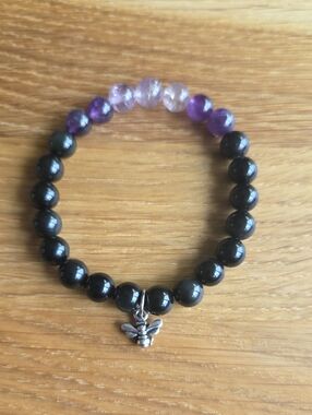 Amethyst, Rainbow Obsidian & Ametrine Stretch Beads Bracelet Handcrafted Jewelry
